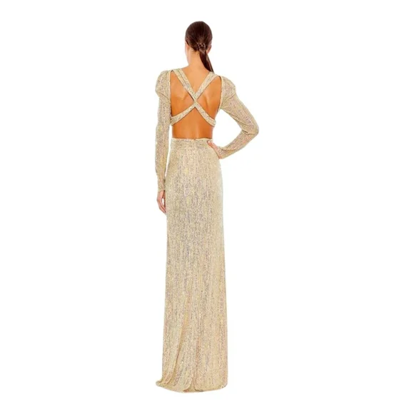 Mac Duggal Gown Size 6 Cream Multi-color - Picture 2 of 7